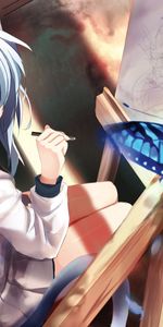 Ears,Butterfly,Picture,Drawing,Girl,Anime