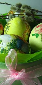 Eggs,Holiday,Box,Bow,Tape,Verba,Pussy Willow,Holidays,Easter,Spring