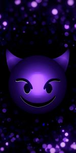 Partículas,Arte,Emoticon,Sonrisa,Sonreír,Púrpura,Emoticón,Diablo,Violeta,Demonio