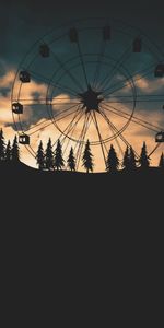 Evening,Cabin,Cabins,Dark,Ferris Wheel,Attraction