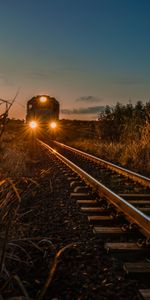 Ferrocarril,Un Tren,Noche,Resplandor,Resplandecer,Tren,Oscuro