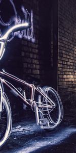 Evening,Steering Wheel,Rudder,Miscellanea,Miscellaneous,Courtyard,Bicycle,Yard,Neon