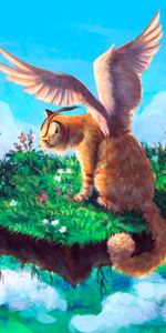 Fantastic,Art,Animal,Wings,Cat