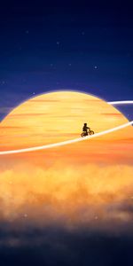 Fantasy,Photoshop,Orbit,Cyclist,Silhouette,Planet,Art