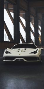 Спорткар,Ferrari 458,Тачки (Cars),Белый,Вид Спереди,Феррари (Ferrari),Гонки