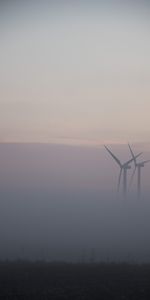 Field,Windmills,Fog,Minimalism