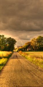 Fields,Autumn,Road,Landscape,Nature