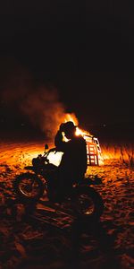 Feu,Flamme,Silhouette,Sombre,Motocyclette,Motocycliste,Moto