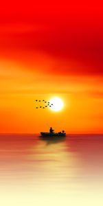 Fisherman,Angler,Silhouette,Fishing,Sea,Dawn,Vector