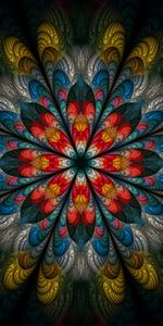 Flower,Motley,Multicolored,Petals,Abstract,Fractal