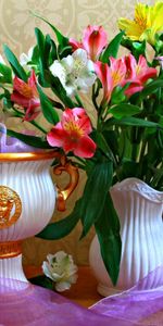 Flowers,Alstroemeria,Vases,Scarf,Bouquet