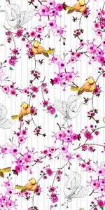 Flowers,Art,Texture,Birds,Pattern,Textures