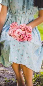 Flowers,Bouquet,Dress,Girl