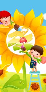 Flowers,Children,Pictures,Sunflowers