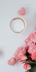 Flowers,Cookies,Bouquet,Mug,Cup,Hearts,Love