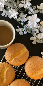 Café,Coupe,Fleurs,Cookies,Une Tasse,Nourriture