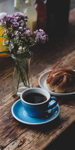 Flores,Café,Una Taza,Ramo,Rodar,Bulka,Comida,Taza,Hornada,Productos De Panadería