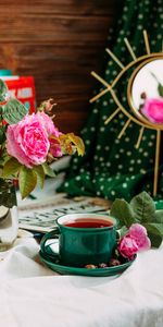 Flowers,Food,Roses,Cup,Still Life,Tea