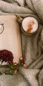 Flowers,Food,Spectacles,Mug,Cup,Book,Cappuccino,Glasses,Coffee