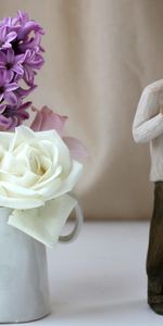 Hyacinth,Paire,Fleurs,Statuette,Coupler,Roses,Embrasser