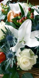 Flowers,Lilies,Bouquet,Physalis,Fisalis,Roses,Composition