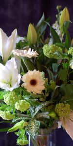 Feuilles,Lilies,Composition,Gerberas,Bouquet,Fleurs,Vase