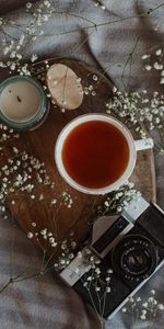 Divers,Coupe,Mug,Fleurs,Thé,Caméra,Still Life,Bougie