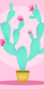 Flowers,Pink,Cactus,Art