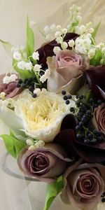 Flowers,Roses,Bouquet,Berry,Composition,Lily Of The Valley