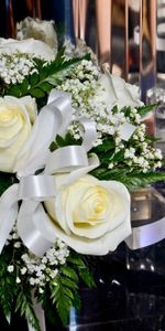 Flowers,Roses,Bouquet,Gipsophile,Crystal,Gypsophilus,Tape