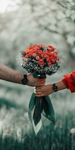 Flowers,Roses,Bouquet,Hands,Love