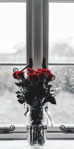 Flowers,Roses,Bouquet,Window,Vase