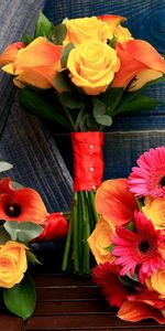 Flowers,Roses,Bouquets,Gerberas,Wood,Tree,Registration,Typography,Table,Calla,Callas,Three