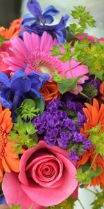 Combinaison,Gerberas,Coloré,Fleurs,Bouquet,Roses