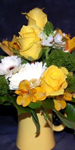 Feuilles,Alstroemeria,Verre,Fleurs,Gerberas,Bouquet,Inscription,Typographie,Roses