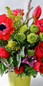 Flowers,Roses,Tulips,Chrysanthemum,Bouquet,Vase