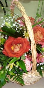 Flowers,Roses,Typography,Registration,Greens,Alstroemeria,Gipsophile,Basket,Gypsophilus