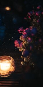 Flowers,Sparks,Candle,Night,Dark