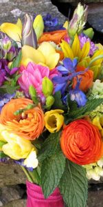 Flowers,Stones,Beauty,Bouquet,Gorgeous,Chic,Ranunculus,Ranunkulus