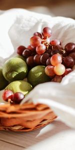 Food,Basket,Lime,Cloth,Fruit,Grapes