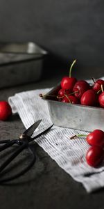 Food,Berries,Cherries,Scissors,Fruits