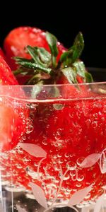 Verre,Lobules,Tranches,Baies,Nourriture,Fraise,Baie