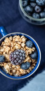 Food,Breakfast,Oatmeal,Bilberries,Blackberry,Cup