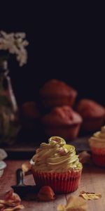 Food,Capskey,Desert,Petals,Cream,Cupcakes,Still Life