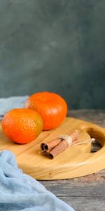 Food,Cinnamon,Board,Fruits,Tangerines,Still Life