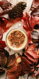 Feuilles,Cônes,Une Tasse,Coupe,Café,Nourriture