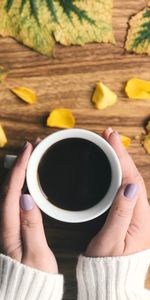 Food,Hands,Cup,Coffee,Leaves