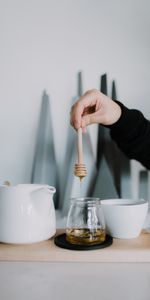 Comida,Mano,Taza,Una Taza,Cariño,Miel,Tetera,Caldera