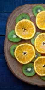 Food,Kiwi,Slicing,Rifling,Cutting Board,Oranges