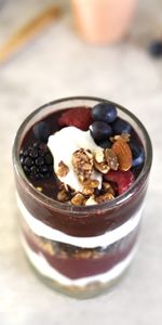 Food,Raspberry,Blackberry,Nuts,Yogurt,Yoghurt,Bilberries,Chocolate